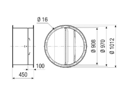 Dimensional drawing Maico VKRI R 90 Faade louver