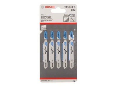Product image 1 Bosch Power Tools 2 608 636 497  VE5  Jig saw blade 83mm 2 608 636 497  quantity  5 
