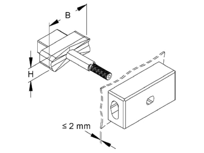 Dimensional drawing Niedax W BL 30 65 Rectangular punch