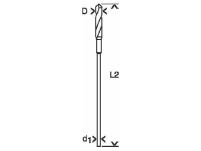 Dimensional drawing Bosch Power Tools 2 608 596 342 Cylindrical plug in axle drill 8x600mm