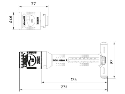 Dimensional drawing 2 OBO isCon stripper 2 Cable stripper 20   23mm