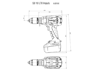 Mazeichnung Metabowerke SB 18 LTX Impuls Akku Schlagbohrmaschine