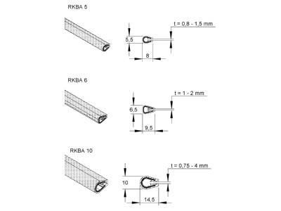 Dimensional drawing Niedax RKBA 5 Cable protection strip for duct