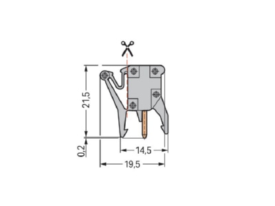 Dimensional drawing 2 WAGO 249 114 Test plug terminal block