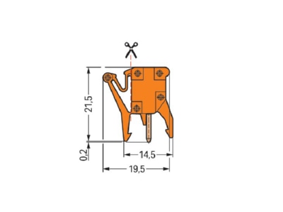 Mazeichnung 1 WAGO 249 115 Pruefadapter 1 polig orange