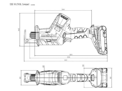 Mazeichnung Metabowerke SSE18LTXBLCo 6023668 Akku Saebelsaege body in Metaloc SSE18LTXBLCo6023668