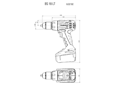 Mazeichnung Metabowerke BS 18 LT Compact Akku Bohrschrauber 2x2 0Ah Li ION
