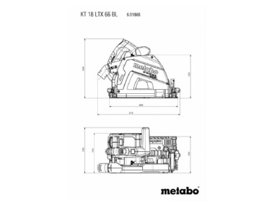 Dimensional drawing Metabowerke 601866810 Battery circular saw 18V 8Ah