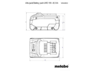 Mazeichnung Metabowerke 625549000 Akkupack LiHD 18 V   10 0 Ah