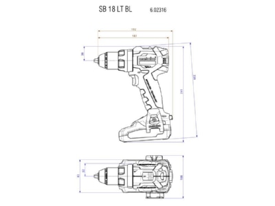 Dimensional drawing Metabowerke 2 8 818VSBLTBLSSDLT Tool set