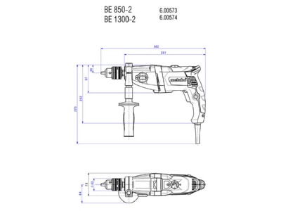 Dimensional drawing Metabowerke BE 850 2 Drilling machine