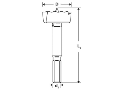 Dimensional drawing Bosch Power Tools 2608577019 Cylindrical plug in axle drill 40x90mm