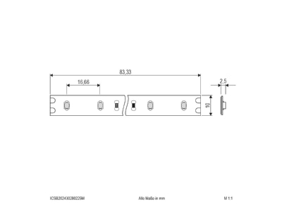 Dimensional drawing EVN ICSB202430280225M Light ribbon  hose  strip
