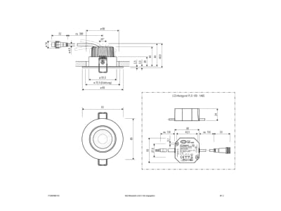 Dimensional drawing EVN PC650N60140 Downlight spot floodlight
