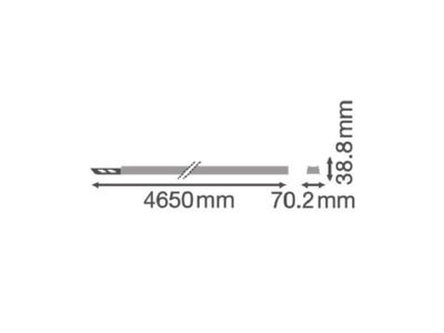 Dimensional drawing Ledvance TRUSYSFL PRAIL45005P Support profile light line system 4650mm