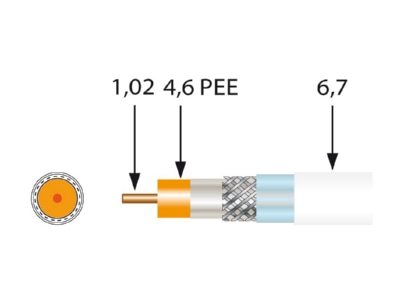 Dimensional drawing Televes SK2000plus Sp100 Coaxial cable 120dB 1 0 4 6mm 100m 