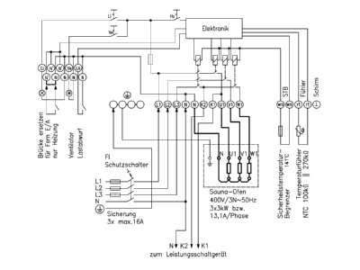 Wiring plan Alre it Saunatherm VU Control device for sauna furnace
