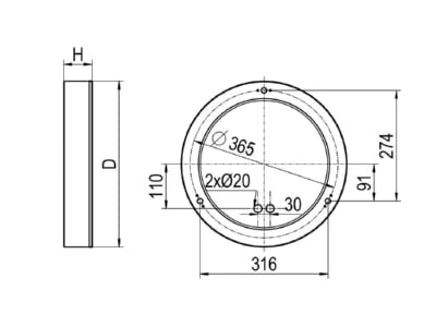 Dimensional drawing Ridi Leuchten ADLR 410  0321242 Downlight 1x26W LED not exchangeable ADLR 410 0321242