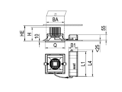 Dimensional drawing Ridi Leuchten EDLQ  0321341  377 Downlight 1x7W LED not exchangeable EDLQ 0321341  377