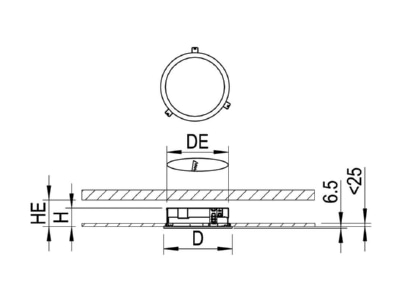 Mazeichnung Ridi Leuchten EDLR 275 3000 840 OS LED Einbaudownlight 4000K