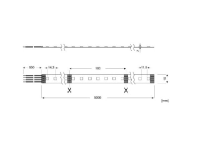 Dimensional drawing Radium RSTA2175 Light ribbon  hose  strip 22   25V RGB