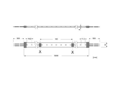 Dimensional drawing Radium RSTA2255 Light ribbon  hose  strip 22   25V white