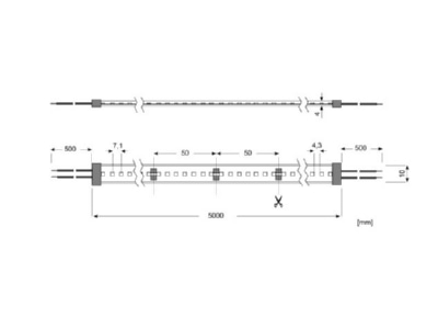 Dimensional drawing Radium RSTA2365 Light ribbon  hose  strip 22   25V white