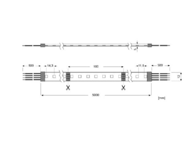 Dimensional drawing Radium RSTA2410 Light ribbon  hose  strip 22   25V white