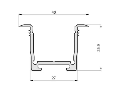 Mazeichnung 2 Radium TRPA2561 Einbau Aluminium Profil 1m