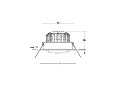 Dimensional drawing Brumberg 39395254 Downlight spot floodlight 1x12W