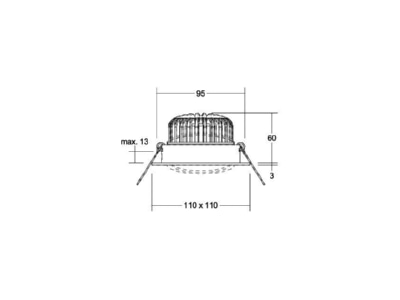 Dimensional drawing Brumberg 39396073 Downlight spot floodlight 1x12W