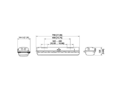 Maßzeichnung Stahl 6002 41280100 272497 LED Langfeldleuchte 22W 2910 lm