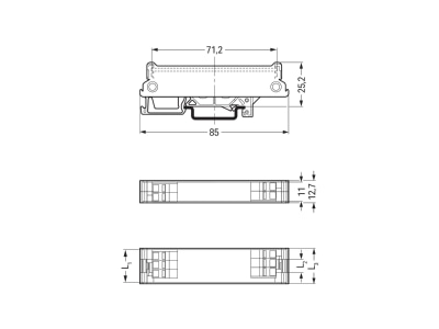 Dimensional drawing WAGO 288 600 Circuit board enclosure