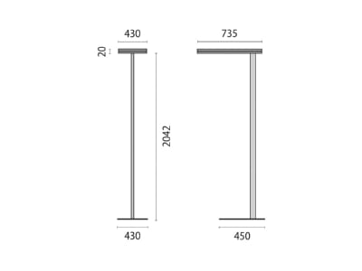 Dimensional drawing Performance in Light 8720761778930 Floor lamp 1x77W LED not exchangeable