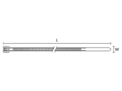 Dimensional drawing 1 Hellermann Tyton CTT60R PA66 NA 100 Cable tie 4 7x203 2mm Colourless
