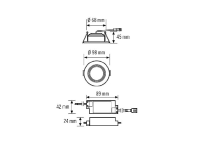 Mazeichnung ESYLUX ELSA 2 DL EO10298974 LED Downlight 4000K IDLEL205 EO10298974