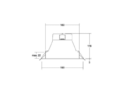 Dimensional drawing Brumberg 32028073 Downlight spot floodlight