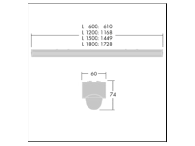 Dimensional drawing Zumtobel POPPACK LED 96631547 Strip Light LED not exchangeable POPPACK LED96631547