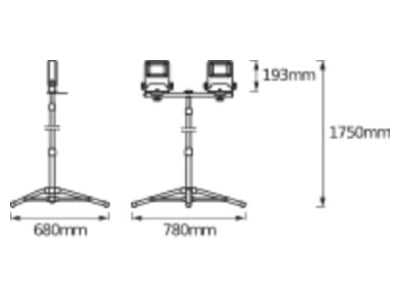 Mazeichnung LEDVANCE LED WORK TRIPOD2X30W LED Arbeitsleuchte 4000K