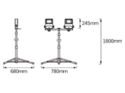 Mazeichnung LEDVANCE LED WORK TRIPOD2X50W LED Arbeitsleuchte 4000K