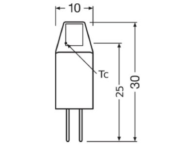 Dimensional drawing LEDVANCE LEDPINMIC101W 82712V LED lamp Multi LED 12V G4 white