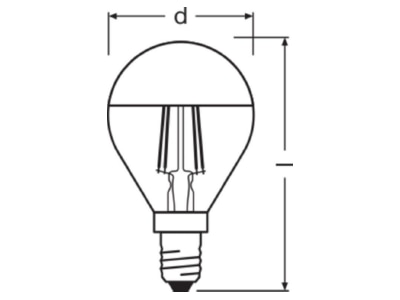 Mazeichnung LEDVANCE LSCLP34MIRG4W827FE14 LED Kopfspiegellampe E14 827