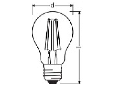 Mazeichnung LEDVANCE LEDSCLA40GD4W827FE27 LED Lampe E27 827  GLOWdim