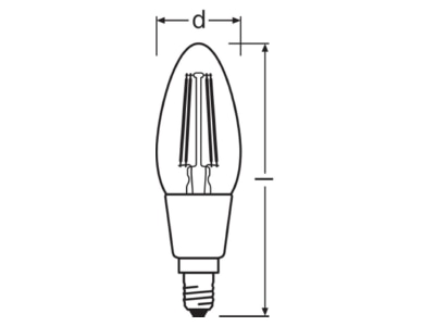 Mazeichnung LEDVANCE LEDSCLB40GD4W827FE14 LED Kerzenlampe E14 827  GLOWdim
