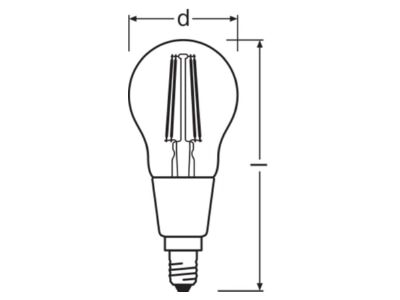 Mazeichnung LEDVANCE LEDSCLP40GD4W827FE14 LED Tropfenlampe E14 827  GLOWdim