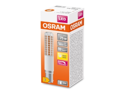 Produktbild Vorderseite LEDVANCE LEDTSLIM75D9W827B15D LED Slim Lampe B15d 827  dim 