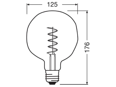 Masszeichnung Ledvance V1906ET124GRD184 5W LED Vintage Lampe E27 gruen dim