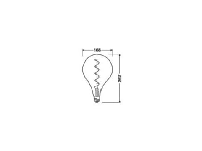 Mazeichnung Ledvance V1906ET165D154 5W17 LED Vintage Lampe E27 1700K dim