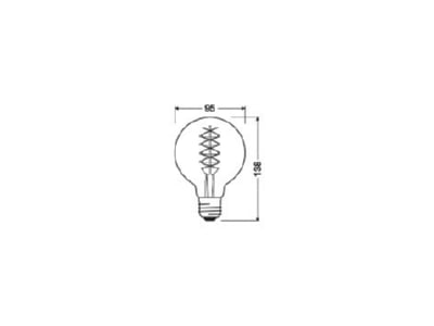 Mazeichnung Ledvance V1906G95 SH95D374 8W LED Vintage Lampe E27 2200K dim