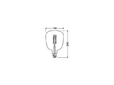 Mazeichnung Ledvance V1906GL140D1545W1600 LED Vintage Lampe E27 1600K dim